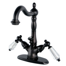 Kingston Brass  KS1435WLL Wilshire Two Handle Bathroom Faucet with Brass Pop-Up and Cover Plate, Oil Rubbed Bronze