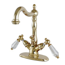 Kingston Brass  KS1432WLL Wilshire Two Handle Bathroom Faucet with Brass Pop-Up and Cover Plate, Polished Brass