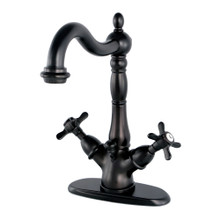 Kingston Brass  KS1435BEX Essex Two Handle Bathroom Faucet with Brass Pop-Up and Deck Plate, Oil Rubbed Bronze