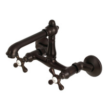 Kingston Brass  English Country 6-Inch Adjustable Center Wall Mount Kitchen Faucet, Oil Rubbed Bronze