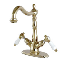 Kingston Brass  KS1492BPL Two Handle Single Hole Vessel Sink Faucet, Polished Brass