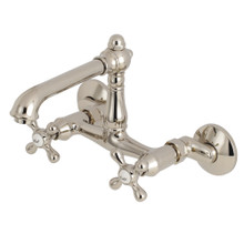 Kingston Brass  English Country 6-Inch Adjustable Center Wall Mount Kitchen Faucet, Polished Nickel