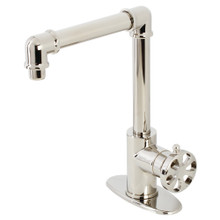 Kingston Brass  KSD144RXPN Single Handle 1-Hole Deck Mount Bathroom Faucet with Push Pop-Up in Polished Nickel