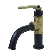 Kingston Brass  KS2823KL Whitaker Single Handle Bathroom Faucet with Push Pop-Up, Matte Black/Antique Brass