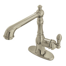 Kingston Brass Fauceture   FSY7208ACL American Classic Single Handle Bathroom Faucet with Push Pop-Up and Cover Plate, Brushed Nickel