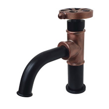 Kingston Brass  KS282RXAC Belknap Single Handle Bathroom Faucet with Push Pop-Up, Matte Black/Antique Copper