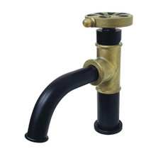 Kingston Brass  KS2823RX Belknap Single Handle Bathroom Faucet with Push Pop-Up, Matte Black/Antique Brass