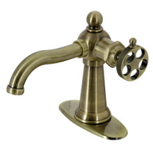 Kingston Brass  KSD3543RKX Webb Single Handle Bathroom Faucet with Push Pop-Up, Antique Brass