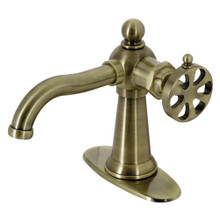 Kingston Brass  KSD3543RX Belknap Single Handle Bathroom Faucet with Push Pop-Up, Antique Brass