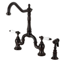 Kingston Brass  KS7755PLBS English Country Bridge Kitchen Faucet with Brass Sprayer, Oil Rubbed Bronze