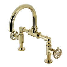 Kingston Brass  KS2172RKX Webb Bridge Bathroom Faucet with Push Pop-Up, Polished Brass