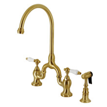 Kingston Brass  KS7797PLBS English Country Bridge Kitchen Faucet with Brass Sprayer, Brushed Brass