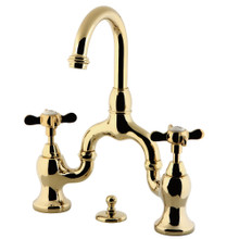 Kingston Brass  KS7992BEX Essex Bridge Bathroom Faucet with Brass Pop-Up, Polished Brass