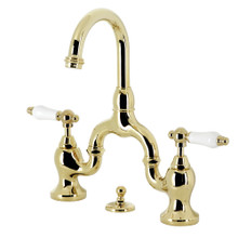 Kingston Brass  KS7992PL English Country Bridge Bathroom Faucet with Brass Pop-Up, Polished Brass