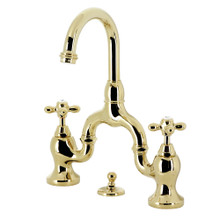 Kingston Brass  KS7992AX English Country Bridge Bathroom Faucet with Brass Pop-Up, Polished Brass