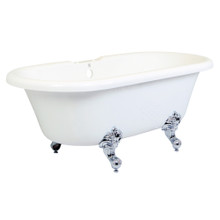 Kingston Brass  Aqua Eden VT7DS672924JNH1 67-Inch Acrylic Clawfoot Tub with 7-Inch Faucet Drillings, White/Polished Chrome