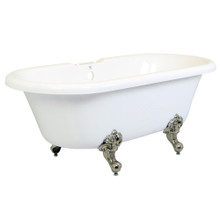 Kingston Brass  Aqua Eden VT7DS672924JNH8 67-Inch Acrylic Clawfoot Tub with 7-Inch Faucet Drillings, White/Brushed Nickel
