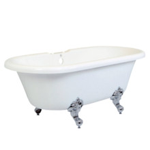 Kingston Brass  Aqua Eden VT7DS672924H1 67-Inch Acrylic Double Ended Clawfoot Tub with 7-Inch Faucet Drillings, White/Polished Chrome