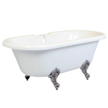 Kingston Brass  Aqua Eden VT7DS672924H8 67-Inch Acrylic Double Ended Clawfoot Tub with 7-Inch Faucet Drillings, White/Brushed Nickel