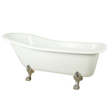 Kingston Brass  Aqua Eden VTDE692823C8 67-Inch Acrylic Single Slipper Clawfoot Tub with 7-Inch Faucet Drillings, White/Brushed Nickel