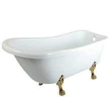 Kingston Brass  Aqua Eden VTDE692823C2 67-Inch Acrylic Single Slipper Clawfoot Tub with 7-Inch Faucet Drillings, White/Polished Brass