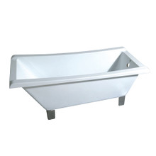 Kingston Brass  Aqua Eden VTRF673018A8 67-Inch Acrylic Single Slipper Clawfoot Tub (No Faucet Drillings), White/Brushed Nickel