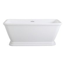 Kingston Brass  Aqua Eden VTSQ602824 60-Inch Acrylic Double Ended Pedestal Tub with Square Overflow and Pop-Up Drain, White