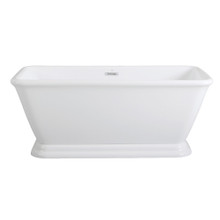 Kingston Brass  Aqua Eden VTSQ663124 66-Inch Acrylic Double Ended Pedestal Tub with Square Overflow and Pop-Up Drain, White