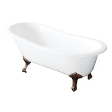 Kingston Brass  Aqua Eden VCTND5431B6 54-Inch Cast Iron Slipper Clawfoot Tub without Faucet Drillings, White/Naples Bronze