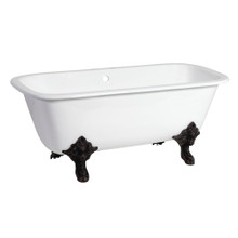 Kingston Brass  Aqua Eden VCTQ7D6732NL0 67-Inch Cast Iron Double Ended Clawfoot Tub with 7-Inch Faucet Drillings, White/Matte Black