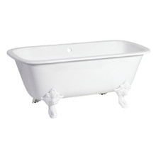 Kingston Brass  Aqua Eden VCTQ7D6732NLW 67-Inch Cast Iron Double Ended Clawfoot Tub with 7-Inch Faucet Drillings, White