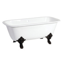 Kingston Brass  Aqua Eden VCTQND6732NL0 67-Inch Cast Iron Double Ended Clawfoot Tub (No Faucet Drillings), White/Matte Black