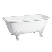 Kingston Brass  Aqua Eden VCTQND6732NLW 67-Inch Cast Iron Double Ended Clawfoot Tub (No Faucet Drillings), White