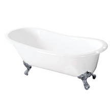 Kingston Brass  Aqua Eden VCT7D5731B1 57-Inch Cast Iron Slipper Clawfoot Tub with 7-Inch Faucet Drillings, White/Polished Chrome