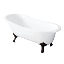 Kingston Brass  Aqua Eden VCT7D5431B5 54-Inch Cast Iron Slipper Clawfoot Tub with 7-Inch Faucet Drillings, White/Oil Rubbed Bronze
