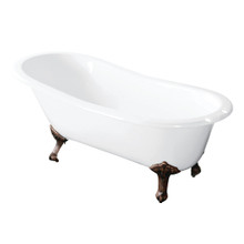 Kingston Brass  Aqua Eden VCT7D5431B6 54-Inch Cast Iron Slipper Clawfoot Tub with 7-Inch Faucet Drillings, White/Naples Bronze