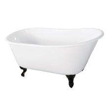 Kingston Brass  Aqua Eden VCTND5728NT5 57-Inch Cast Iron Slipper Clawfoot Tub without Faucet Drillings, White/Oil Rubbed Bronze