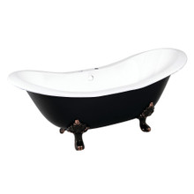Kingston Brass  Aqua Eden VBT7D7231NC5 72-Inch Cast Iron Double Slipper Clawfoot Tub with 7-Inch Faucet Drillings, Black/White/Oil Rubbed Bronze