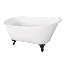 Kingston Brass  Aqua Eden VCTND5728NT0 57-Inch Cast Iron Slipper Clawfoot Tub without Faucet Drillings, White/Matte Black