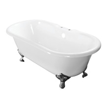 Kingston Brass  Aqua Eden VCT7D603017NB1 60-Inch Cast Iron Double Ended Clawfoot Tub with 7-Inch Faucet Drillings, White/Polished Chrome