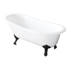 Kingston Brass  Aqua Eden VCTND5431B0 54-Inch Cast Iron Slipper Clawfoot Tub without Faucet Drillings, White/Matte Black