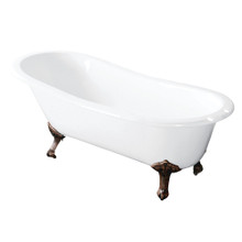 Kingston Brass  Aqua Eden VCT7D5731B6 57-Inch Cast Iron Slipper Clawfoot Tub with 7-Inch Faucet Drillings, White/Naples Bronze