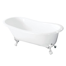 Kingston Brass  Aqua Eden VCT7D5431BW 54-Inch Cast Iron Slipper Clawfoot Tub with 7-Inch Faucet Drillings, White