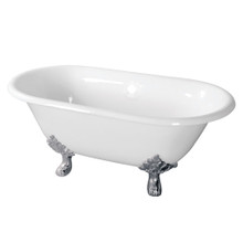 Kingston Brass  Aqua Eden VCTND603119NC1 60-Inch Cast Iron Double Ended Clawfoot Tub (No Faucet Drillings), White/Polished Chrome