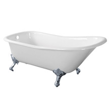 Kingston Brass  Aqua Eden VCTND6630NF1 67-Inch Cast Iron Single Slipper Clawfoot Tub (No Faucet Drillings), White/Polished Chrome