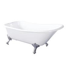 Kingston Brass  Aqua Eden VCT7D6630NF1 67-Inch Cast Iron Single Slipper Clawfoot Tub with 7-Inch Faucet Drillings, White/Polished Chrome