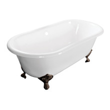 Kingston Brass  Aqua Eden VCTND603017NB5 60-Inch Cast Iron Double Ended Clawfoot Tub (No Faucet Drillings), White/Oil Rubbed Bronze