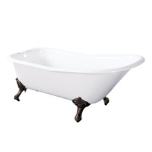 Kingston Brass  Aqua Eden VCT7D6630NF5 67-Inch Cast Iron Single Slipper Clawfoot Tub with 7-Inch Faucet Drillings, White/Oil Rubbed Bronze