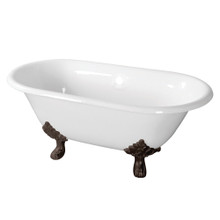 Kingston Brass  Aqua Eden VCTND603119NC5 60-Inch Cast Iron Double Ended Clawfoot Tub (No Faucet Drillings), White/Oil Rubbed Bronze