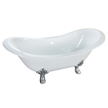 Kingston Brass  Aqua Eden VCTNDS6130NC1 61-Inch Cast Iron Double Slipper Clawfoot Tub (No Faucet Drillings), White/Polished Chrome